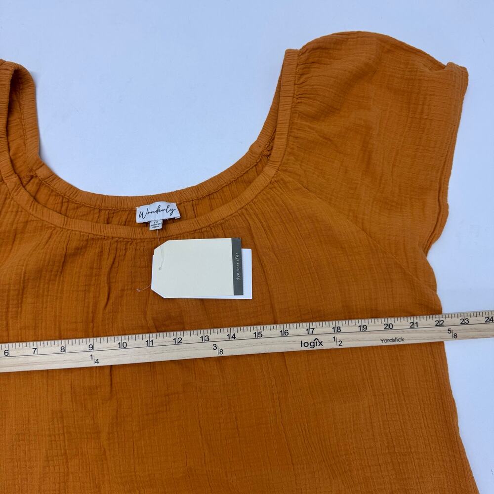 NWT Wonderly Cotton Gauze Flutter Sleeve Raglan Dress Plus 1X Beachy Coastal - Picture 5 of 9